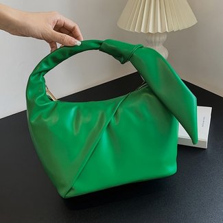 OP=OP.12 Groene Lederlook Handtasje met Geplooid Detail