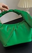 Groene Lederlook Handtasje met Geplooid Detail