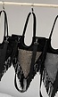 Zwarte Driehoek Tas met Zwarte Studs en Fringe