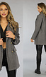 Grijze Basic Trenchcoat met Dubbele Knoopsluiting