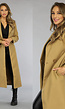 Camel Lange Basic Trenchcoat met Knoopsluiting