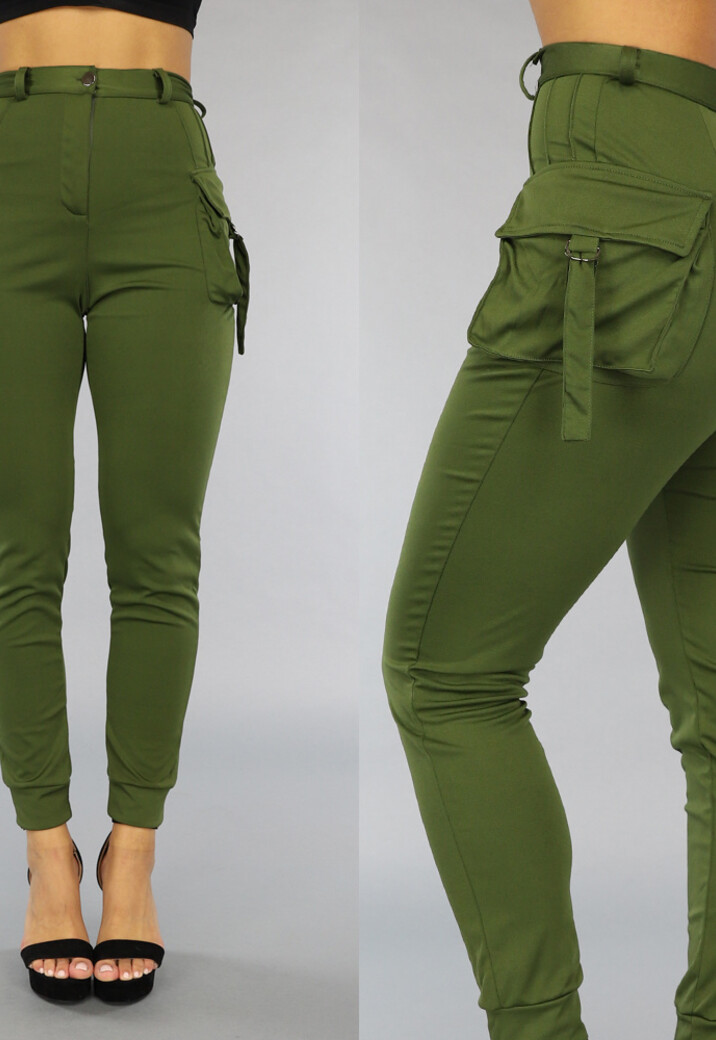 Lange Groene Aansluitende Cargo Broek