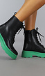 Zwarte Chelsea Boots met Groene Zool