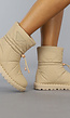 Camel Gewatteerde Instap Snowboots met Aantrek Koord