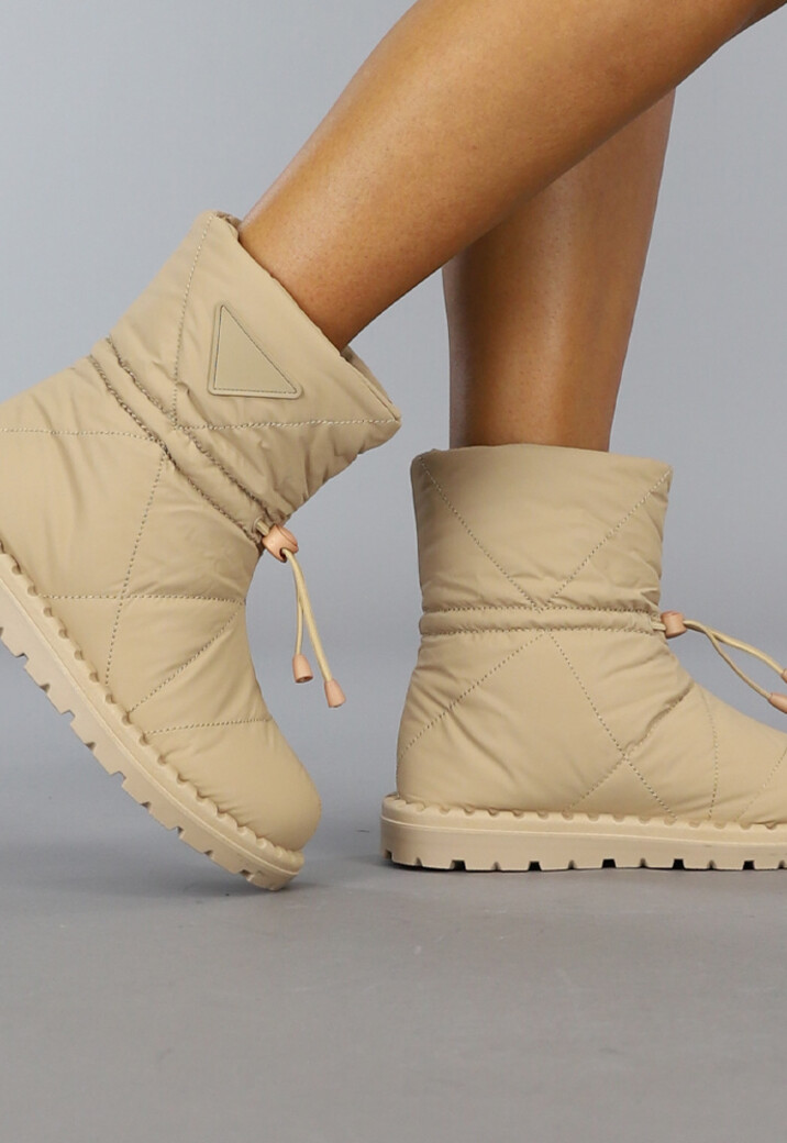 Camel Gewatteerde Instap Snowboots met Aantrek Koord