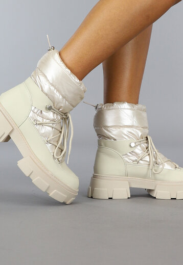 Beige Gewatteerde Snowboots