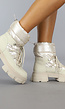 Beige Gewatteerde Snowboots met Grove Zool