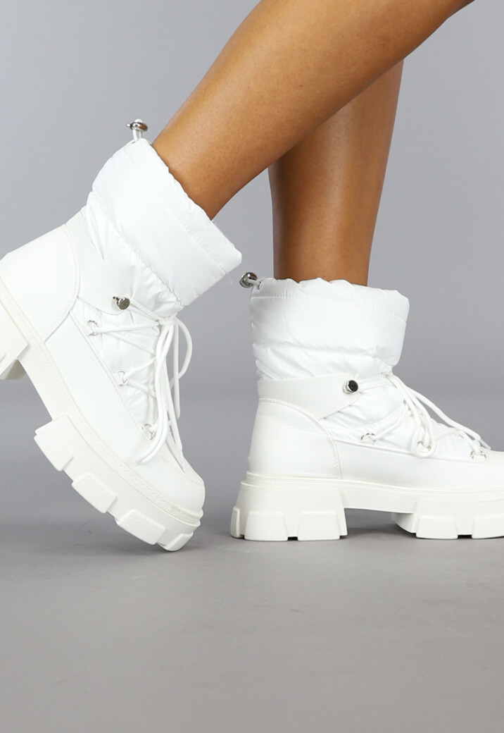 Witte Gewatteerde Snowboots met Grove Zool