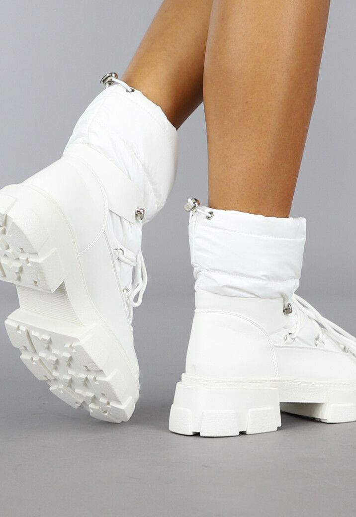 Witte Gewatteerde Snowboots met Grove Zool