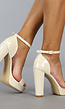 Beige Lak Peeptoe Sandaletten