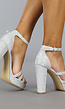 Elegante Zilveren Glitter Sandaletten met Straps