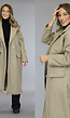 Lange Camel Faux Fur Trenchcoat met Gouden Knopen