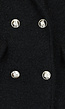 Lange Zwarte Faux Fur Trenchcoat met Gouden Knopen