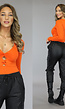 Oranje Longsleeve Bodysuit met Gevlochten Detail