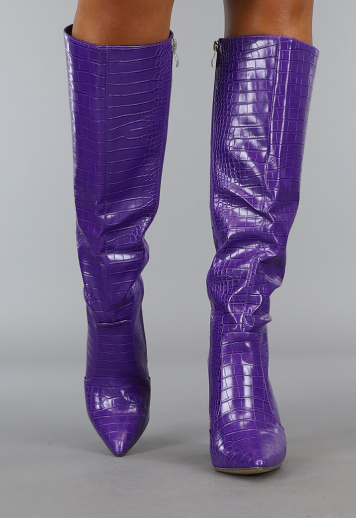 Paarse Croco Laars met Spitse Neus