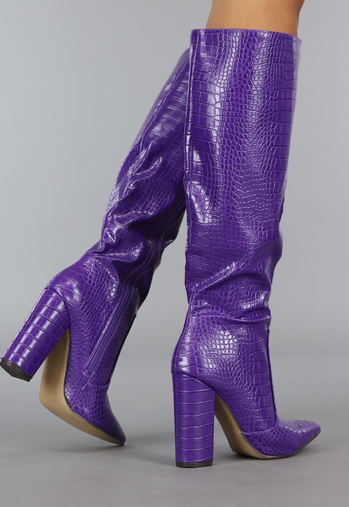 Paarse Croco Laars met Spitse Neus