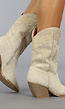 Beige Cowboylaarzen met Lederlook Details