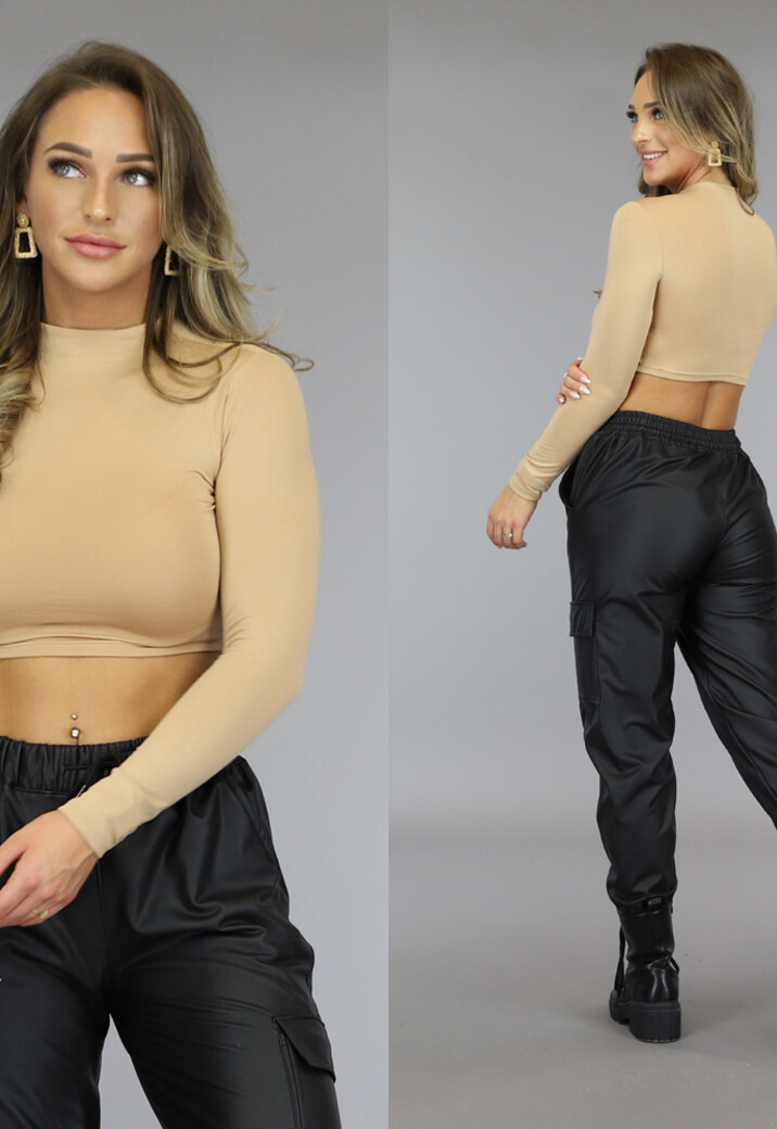 Nude Longsleeve Crop Top