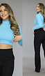Blauwe Longsleeve Crop Top