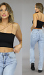 Zwarte Crop Top met Spaghettibandjes