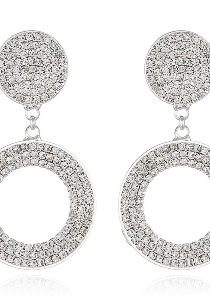 Grote Glam Cirkel Oorbellen Zilver