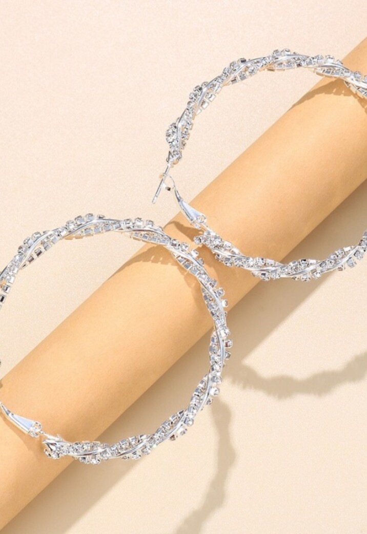 Zilveren Twist Strass Oorbellen