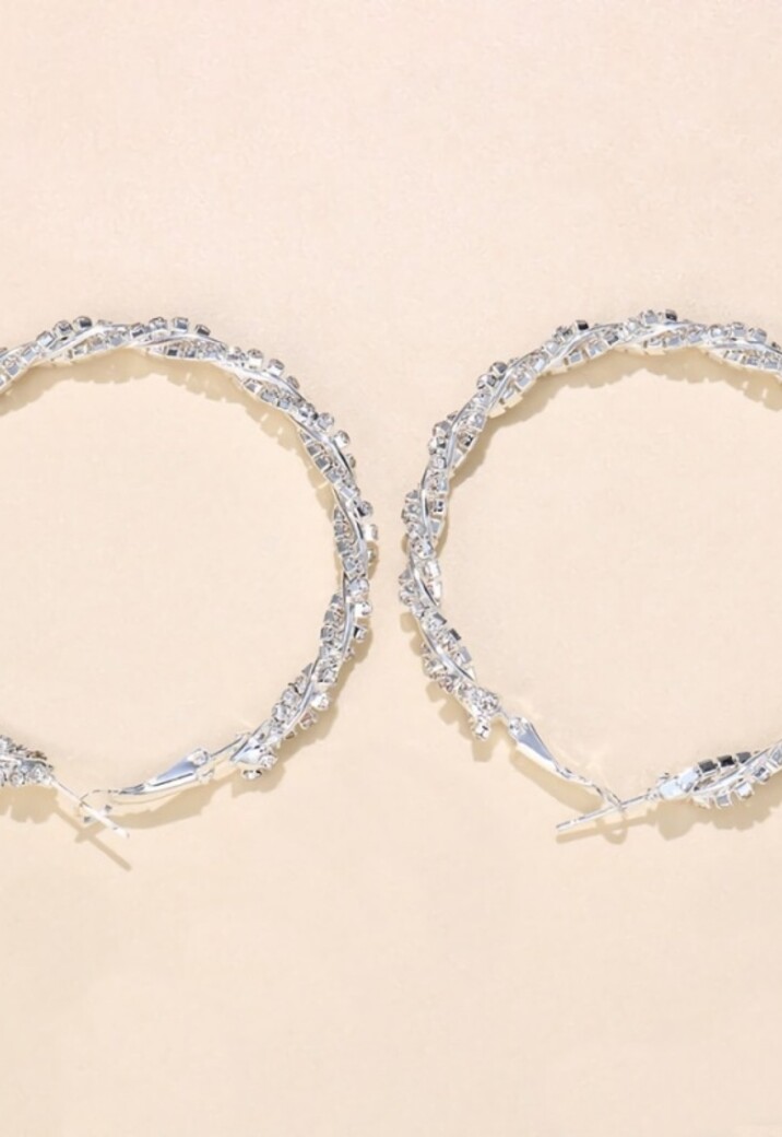 Zilveren Twist Strass Oorbellen