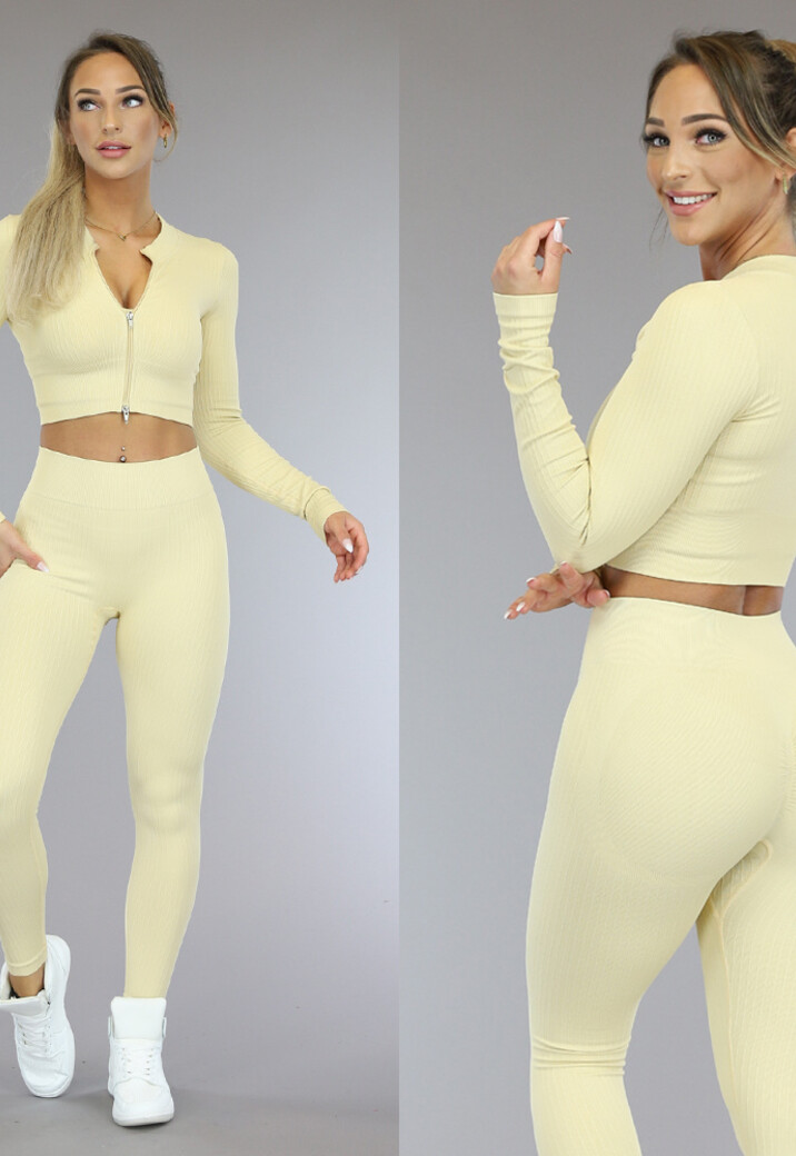 Zacht Gele Longsleeve Sporttop met Rits
