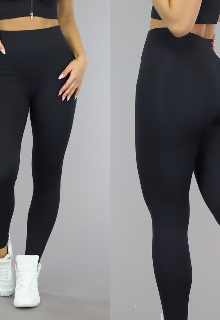 Zwarte Grove Rib Sport Legging met Scrunch