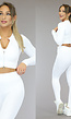 Witte Longsleeve Sporttop met Rits