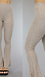 Camel Flared Broek met Ribstof