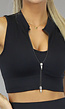 Zwarte Grove Rib Sporttop met Rits
