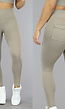 Khaki Sport Legging met Scrunch en Steekzakken