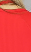 Rode Fijne Rib Sporttop met Straps