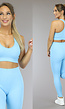 Blauwe Rib Sport-bh met V-Hals