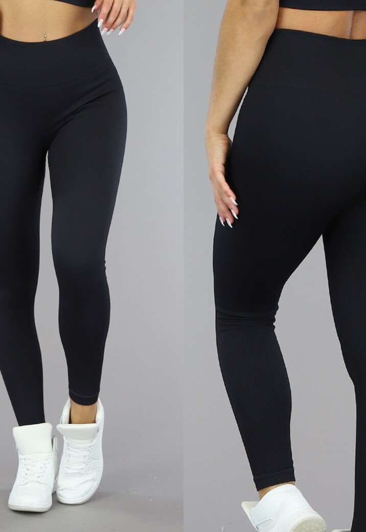 Zwarte Squatproof Sportlegging van Ribstof