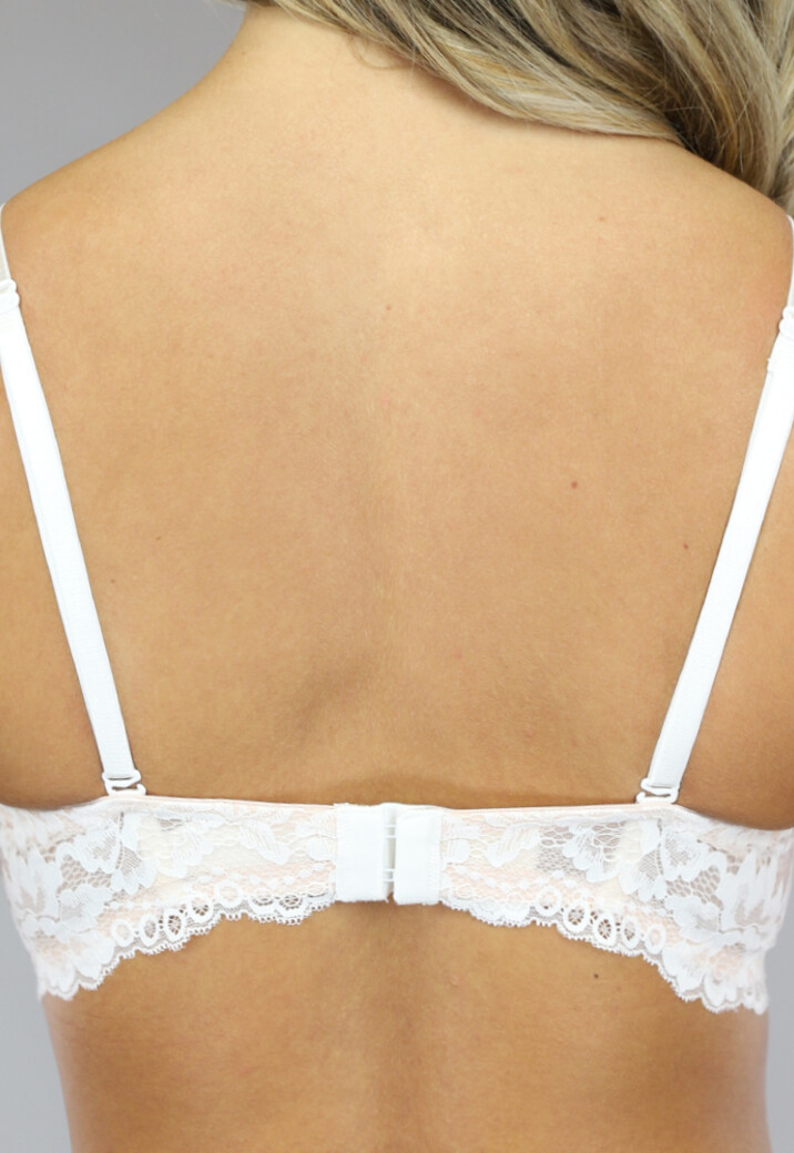 Witte Kanten Balconette BH met Push-Up en Afneembare Bandjes