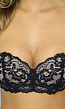 Zwarte Kanten Balconette BH met Push-Up en Afneembare Bandjes