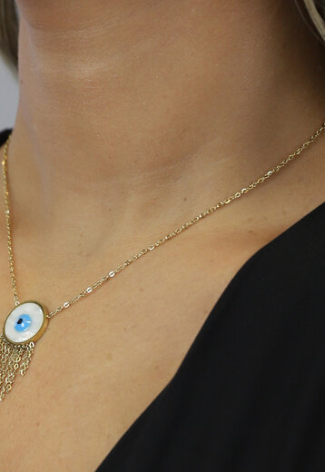 SALE80 Goudkleurige Stainless Ketting met Oog