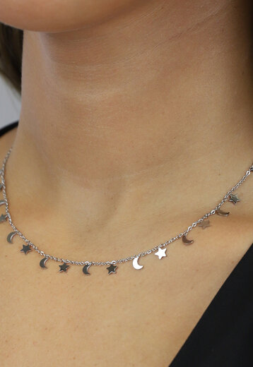 BF2023 Stars en Moon Ketting Zilver