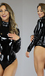 Zwarte Longsleeve PVC Bodysuit