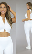 Witte Grove Rib Sporttop met Rits