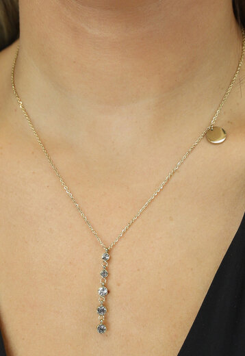 BF2023 Goudkleurige Ketting met Strass en Bedeltje