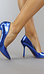 Blauwe Metallic Pumps met Spitse Neus