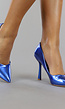 Blauwe Metallic Pumps met Spitse Neus