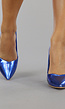 Blauwe Metallic Pumps met Spitse Neus