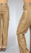 Camel Straight leg Lederlook Cargo