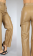 Camel Straight leg Lederlook Cargo