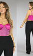 Fuchsia Glitter See-Through Top met Cups