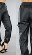 Zwarte Lederlook Pantalon met Elastische Pijpen